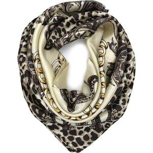 Women's Cheetah Print Satin Lightweight Large Square Fashion 35" x 35" Scarf